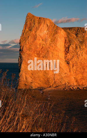 Sonnenuntergang am le Rocher Perce in Perce in Quebec Kanada Stockfoto