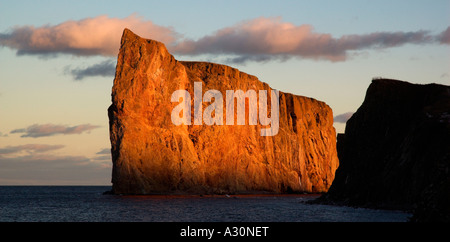 Sonnenuntergang am le Rocher Perce in Perce in Quebec Kanada Stockfoto