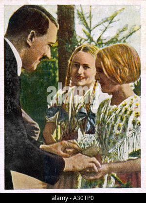 Hitler zwei kleine Mädchen Stockfoto