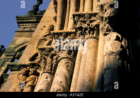 Detail-Südfassade der Kathedrale von Santiago de Compostela Compostela Coruña Spanien Stockfoto