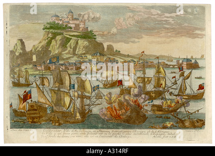 Gibraltar genommen 1704 Stockfoto