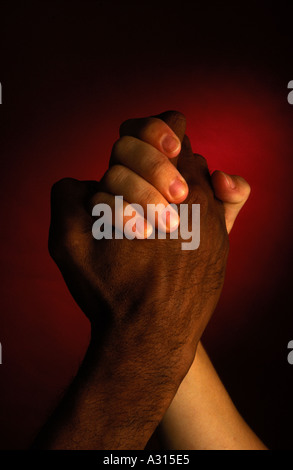 schwarze und weiße Menschen Hand in Hand 0016 Stockfoto