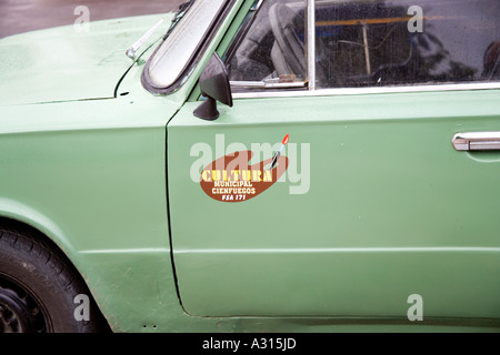 Detail an einem Lada Auto in Cienfuegos, Kuba Stockfoto