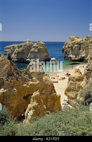 Portugal Algarve, Sao Rafael Strand in der Nähe von Albufeira, Strand und Klippen im Sommer Stockfoto