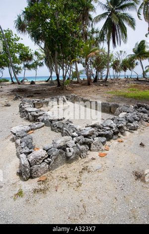 Marae Fakarava Tuamotu-Inseln, Französisch-Polynesien Stockfoto