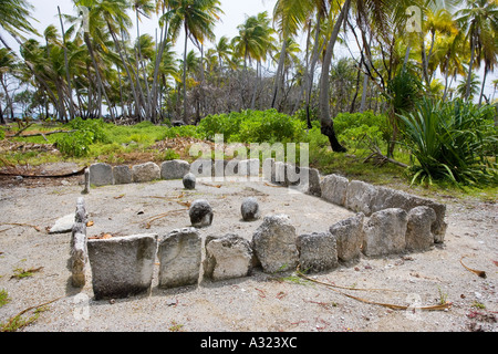 Marae Fakarava Tuamotu-Inseln, Französisch-Polynesien Stockfoto