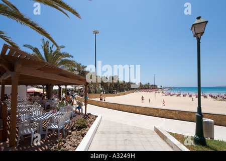 Restaurant am Strand, Playa del Castillo, Caleta de Fuste, Costa Caleta, Fuerteventura, Kanarische Inseln, Spanien Stockfoto