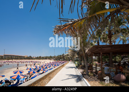 Restaurant am Strand, Playa del Castillo, Caleta de Fuste, Costa Caleta, Fuerteventura, Kanarische Inseln, Spanien Stockfoto