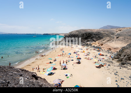 Playa de Papagayo, in der Nähe von Playa Blanca, Lanzarote, Kanarische Inseln, Spanien Stockfoto