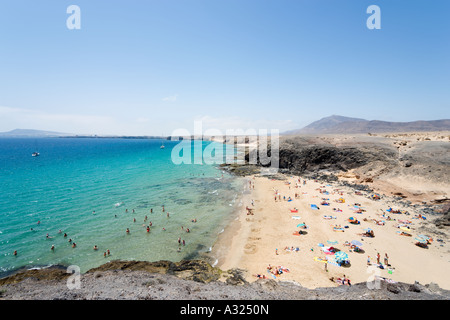 Playa de Papagayo, in der Nähe von Playa Blanca, Lanzarote, Kanarische Inseln, Spanien Stockfoto
