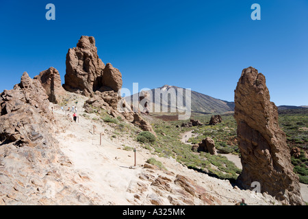 Teide und Los Roques de Garcia, Las Canadas del Teide, Teneriffa, Kanarische Inseln, Spanien Stockfoto