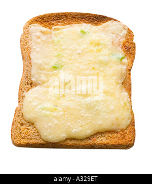 Gegrillter Käse schmelzen schmolz auf Vollkorn braun Toast Brot Grill heiß Stockfoto