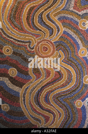 Kunst der Aborigines mit Acrylfarbe Stockfoto