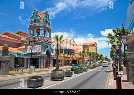 Aruba, Boulevard im Zentrum von Oranjestad Stockfoto