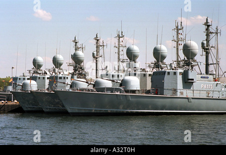Schnellboot-Flotte der deutschen Marine, Warnemünde, Deutschland Stockfoto
