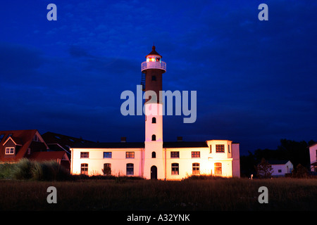 Leuchtturm auf der Insel Poel in der Nacht, Deutschland Stockfoto