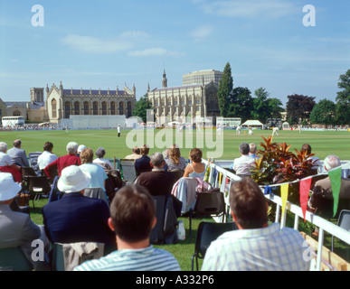 Cheltenham Cricket Festival im August 1988 (Gloucestershire / Yorkshire) auf dem College Ground, Cheltenham Spa, Gloucestershire Großbritannien Stockfoto