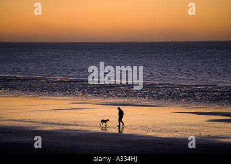 Hundewiesen bei Sonnenuntergang Hunstanton Norfolk Stockfoto