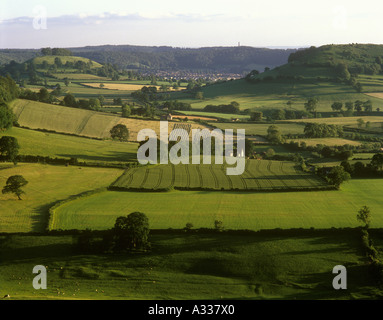 Blick Richtung Dursley vom Frocester Hill, Gloucestershire Stockfoto