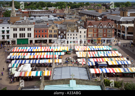 Arial Ansicht des Stadtzentrums "Market Square Cambridge" Stockfoto