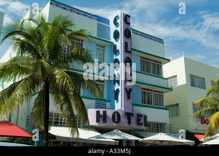 Colony Hotel, 736, Ocean Drive, Miami Beach, Florida, USA. 1935. Stockfoto