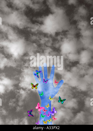 Hand mit Schmetterlingen MR466 Stockfoto