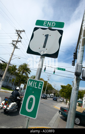 Mile Marker Ende des US Highway 1 Key West Florida USA Stockfoto