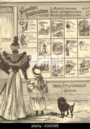 Sheet Music Cover angezeigt im französischen Publisher-Fenster um 1890 Stockfoto