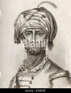 Hyder Ali oder Haidar Ali, 1720 - 1782. Indische General Sultan und De-facto-Herrscher des Reiches von Mysore, Indien. Durch J W Koch eingraviert Stockfoto