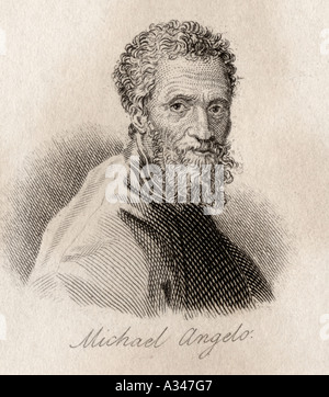 Michelangelo Buonarroti, 1475 - 1564. Italienischen Hochrenaissance manieristischen Maler, Bildhauer, Architekt und Dichter. Stockfoto