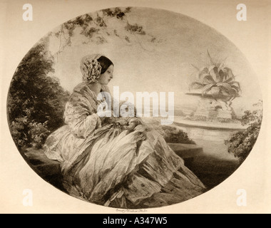 Queen Victoria, 1819 - 1901, hier in 1850 gesehen mit neu geboren Prinz Arthur, (1850 - 1942) Stockfoto