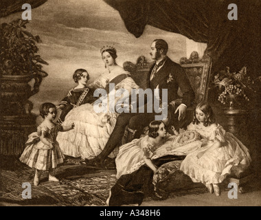 Queen Victoria, 1819 - 1901, Prinz Albert, 1819 - 1861 und ihre Kinder. Stockfoto