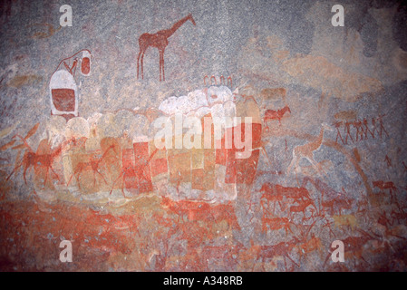 San oder Bushman Paintings Inange Felsenhöhle Stockfoto