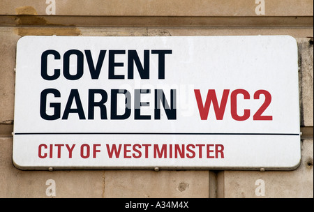 Covent Garden West central London England Street Straßenschild Covent Gnd WC2 City of Westminster Stockfoto