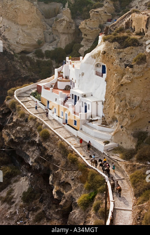 Griechische Insel Santorini alten Hafen entfernt in Ia Oia von Eseln und Touristen genutzt Stockfoto