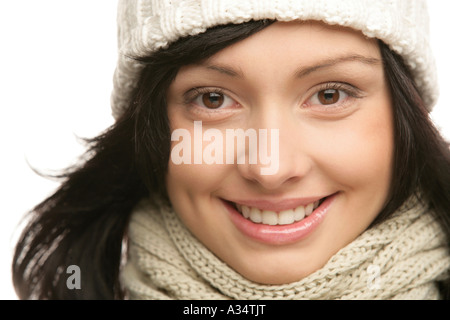 Porträt der lächelnde Frau Winter Kleidung Stockfoto