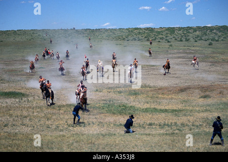 Little Bighorn Custer Schlacht re Enactment Crow Agency landet in der Nähe von Hardin Montana USA Stockfoto