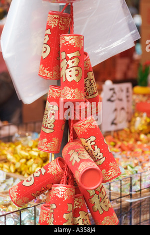 Chinese New Year Papier Feuerwerk Feuerwerkskörper traditioneller Markt Taiwan China Stockfoto