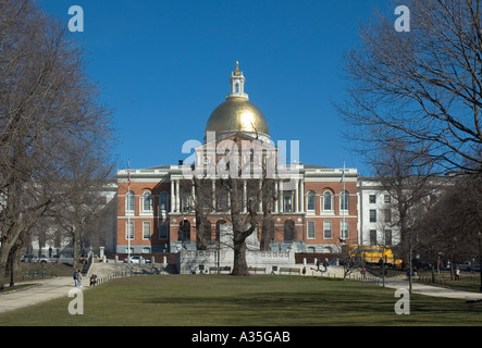 Den Wohnheimen Statehouse in Beacon Hill in Boston Stockfoto