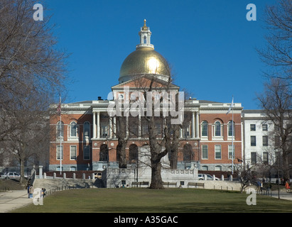 Den Wohnheimen Statehouse in Beacon Hill in Boston Stockfoto