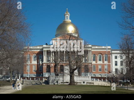 Den Wohnheimen Statehouse in Beacon Hill in Boston Stockfoto