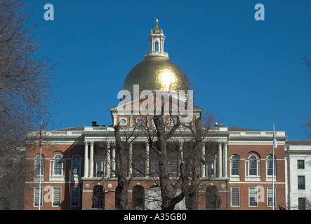 Den Wohnheimen Statehouse in Beacon Hill in Boston Stockfoto