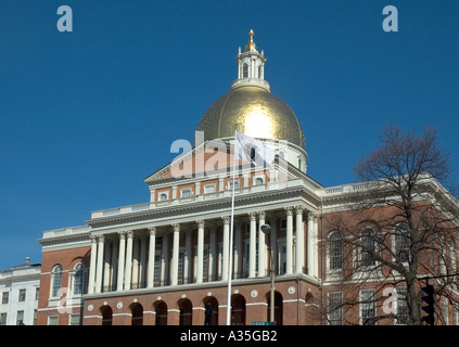 Den Wohnheimen Statehouse in Beacon Hill in Boston Stockfoto