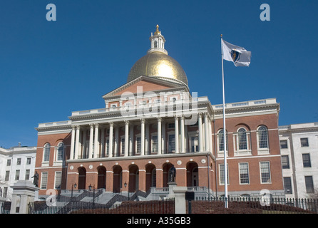 Den Wohnheimen Statehouse in Beacon Hill in Boston Stockfoto