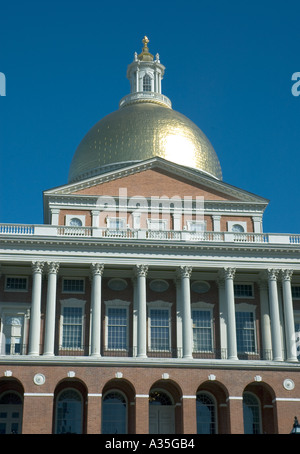 Den Wohnheimen Statehouse in Beacon Hill in Boston Stockfoto