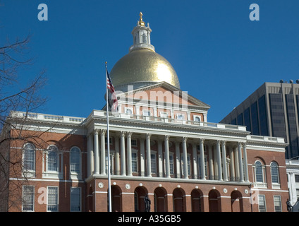 Den Wohnheimen Statehouse in Beacon Hill in Boston Stockfoto