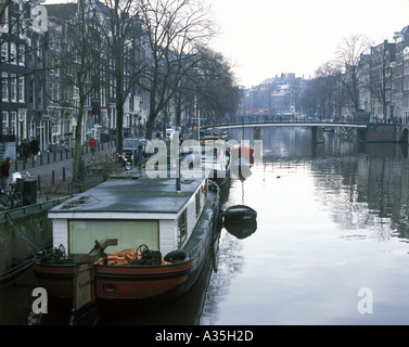 Kanal-Szene in Amsterdam Niederlande Stockfoto