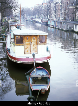 Kanal-Szene in Amsterdam Niederlande Stockfoto