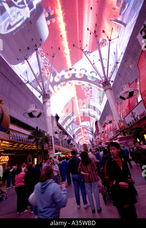 Fantastische Lichtshow am alten Strip Freemont Street Las Vegas Nevada, USA Stockfoto