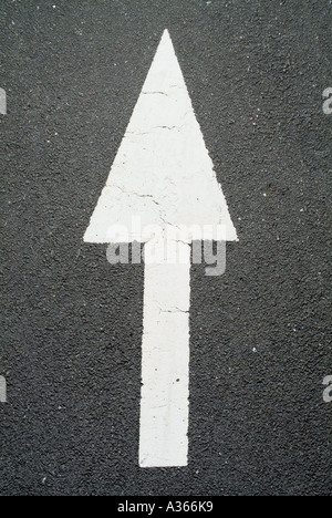 Pfeilschild auf der Straßenmarkierung Stockfoto